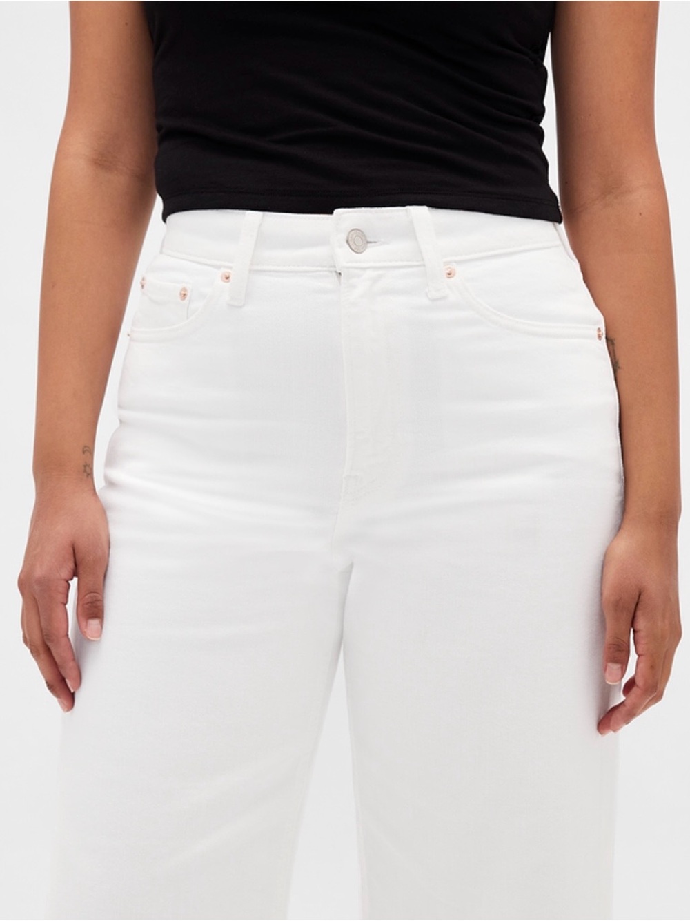 Gap Curvy High Rise Stride White Wide-Leg Ankle Jeans - Size 28 / 6 Tall - Picture 6 of 13